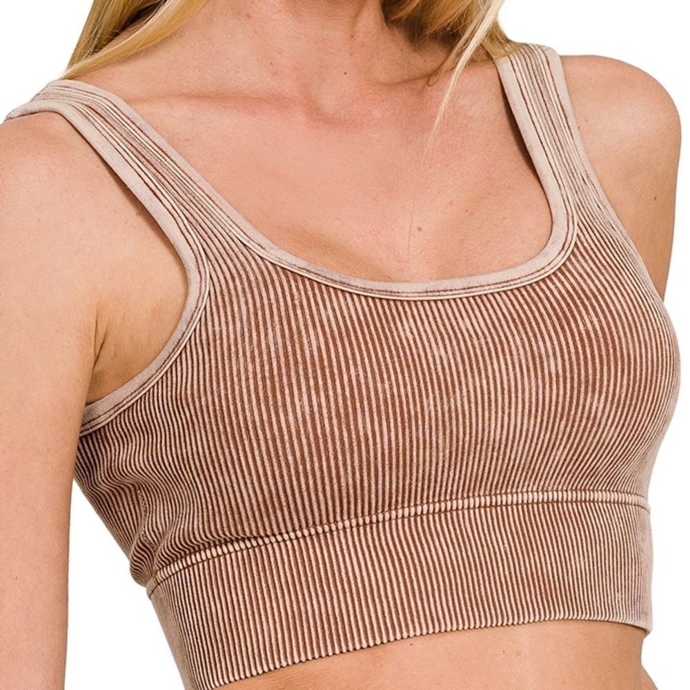 “ Aurora Bralette ” Cropped Ribbed Tank | Various Colors - Picture 3 of 10